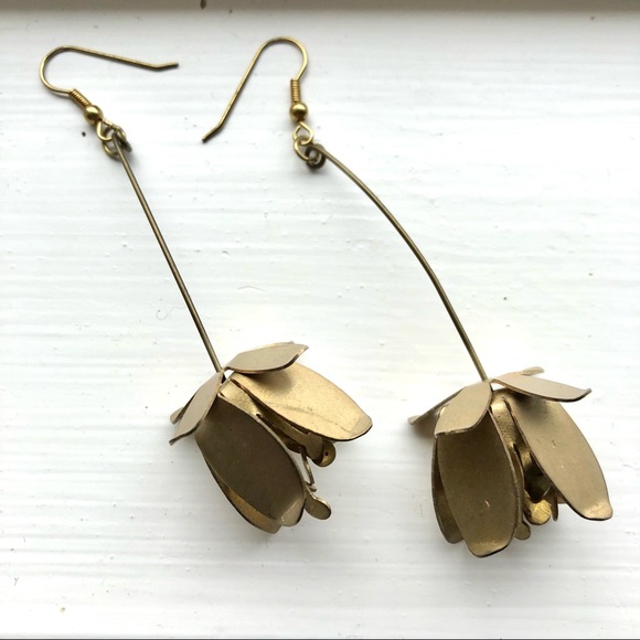 Metal Flower Earrings - Picture 2 of 4